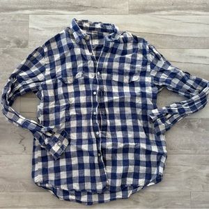j crew linen checkered button up